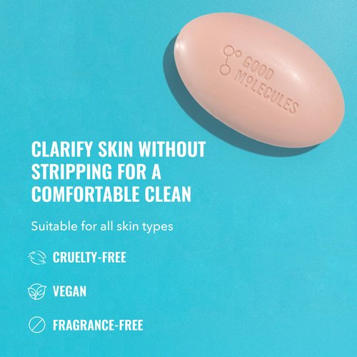 Good Molecules Clarify and Cleanse Bar - Soap-Free Bar with Salicylic Acid BHA, Tea Tree, Kaolin Clay to Hydrate - Skincare for Face and Body