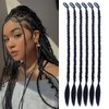 Baby Braid Hair Extensions 6 Pcs Baby Braids Front Side Bang Long Braided Ponytail Extension 18inch Clip in Hair Extensions Straight Synthetic Hairpieces Natural Soft Synthetic Hair (Black Brown)