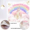 Mocsicka Princess Castle Birthday Backdrop Watercolor Pastel Rainbow Birthday Photography Backdrops Gold Glitter Royal Princess Birthday Party Decorations Cake Table Banner (Pink, 7x5ft (82x60 inch))