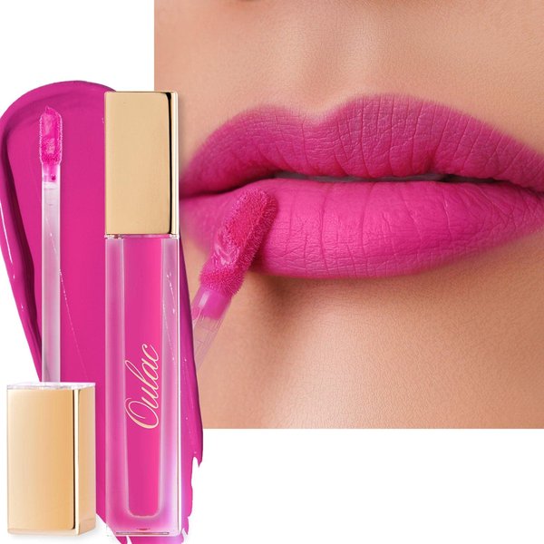 Oulac Matte Liquid Pink Lipstick for Women, Long Lasting Lipstick Waterproof Lip Stain, No Transfer, Creamy High Pigmented Formula with Rose Oil, Vegan & Cruelty-Free,Pink M06