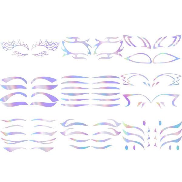 ANCIRS 9 Pack Holographic Stickers for Eye Makeup, Temporary Crystal Face Tattoo Eyebrow Stickers for Halloween Carnival Party Cosplay Music Festival Decoration