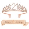 Birthday Sash for Women,21st Birthday Sash,21st Birthday Crown, Birthday Girl Sash,Birthday Tiara Rose Gold,Birthday Girl Headband,21st Birthday Gifts for Her Birthday Queen Sash,Birthday Decorations
