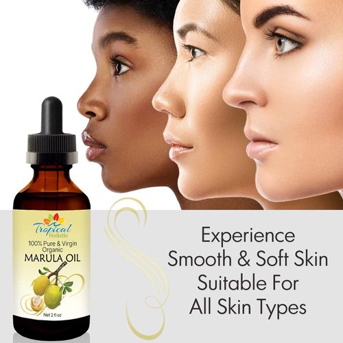 Tropical Holistic 100% Pure Organic Marula Oil 2 oz - Luxury Cold Pressed Unrefined Face Moisturizer For Skin, Hair, Body Care