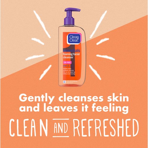 Clean & Clear Essentials Foaming Facial Cleanser, Oil-Free Daily Face Wash to Remove Dirt, Oil & Makeup, 8 fl. oz