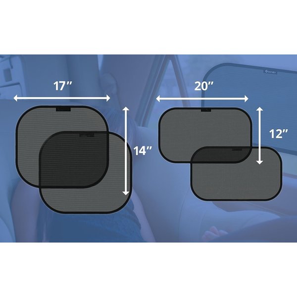 Car Sun Shades for Side and Rear Window (4 Pack) - Car Sunshade Protector - Protect your kids and pets in the back seat from sun glare and heat. Blocks over 98% of harmful UV Rays - Easy to Install,