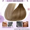 LaaVoo Tape in Hair Extensions Human Hair Ombre Light Brown to Ash Blonde Mix Platinum Blonde Balayage Hair Extensions Tape in Real Human Hair 16 Inch Tape in Extensions Straight Thick Ends 20pcs/50g