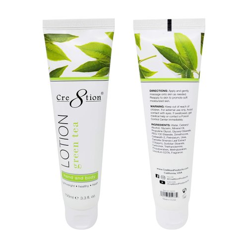 Cre8tion Premium Hand and Body Lotion, Made in Korea (Green Tea - 2 Pack)
