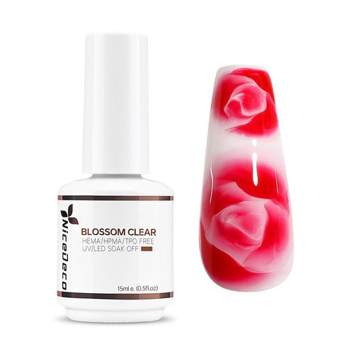 Nicedeco Nail Blooming Gel 15ml Clear U V Led Blossom Gel Polish for Spreading Effect Marble Watercolor Floral Print for DIY Nail Art Design Manicure