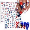 8 Sheets Independence Day Nail Sticker 4th of July Nail Art Stickers 3D Self-Adhesive USA Flags Heart Stars Eagle Nail Designs Decals Patriotic Nail Supplies for Women 4th of July Nail Decoration
