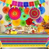 TURNMEON 40Pcs Fiesta Mexican Party Decorations Supplies, Cinco De Mayo Llama Balloons Paper Fans Pom Poms Table Cover Pennant Papel Picado Banner Honeycomb Table Decor Taco Tuesday Dia De Los Muertos