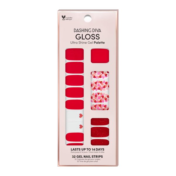 Dashing Diva Gloss Nail Strips - Girl Crush | UV Free, Chip Resistant, Long Lasting Gel Nail Stickers | Contains 32 Nail Wraps, 1 Prep Pad, 1 Nail File