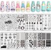 Whaline 10Pcs Easter Nail Art Stamping Plates Kit Bunny Egg Rabbit Flower Butterfly Image Stamp Templates Holiday Nail Art Plates for Spring DIY Print Manicure Salon Design Gift