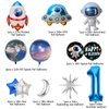 Finypa 12Pcs Space Theme Birthday Party Decoration Astronaut Spaceman Foil Balloons,1st Outer Space Birthday Party Supplies,Galaxy Balloons for Boy 1 Year Old Birthday Decor