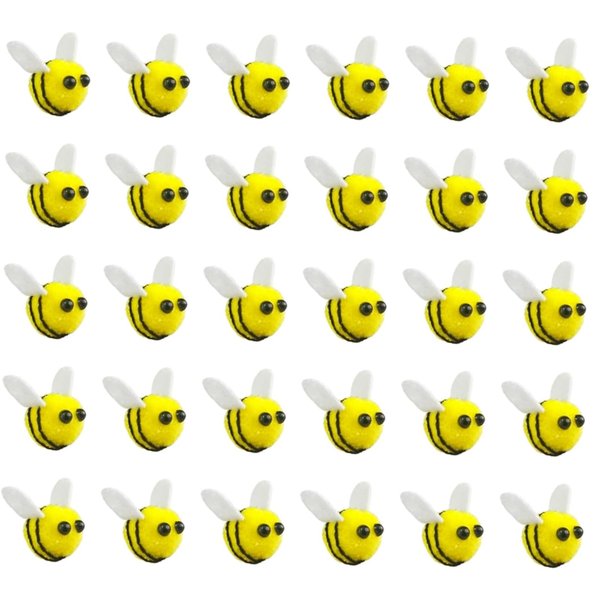 Pcmursal 60 PCS Wool Felt Bees Felt for Crafts Mini Bee Plush Decor for Tiered Tray Decoration Party Favors DIY Craft Jewelry Accessory