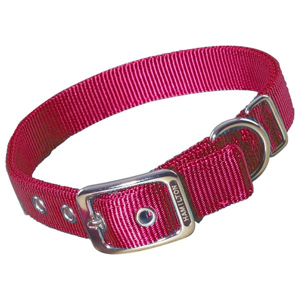 Hamilton Thick Nylon Deluxe Dog Collar, 1-Inch by 24-Inch Double, Red