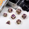 DNDND Glitter Purple Metal Dice Set, Solid Polyhedral DND Metallic Dice with Free Metal Case for Role Polying Game Dungeons and Dragons