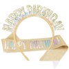 Aprince Birthday Headband Birthday Crown Birthday Sash for Women Birthday Tiara Gold Happy Birthday Headband Party Decorations Birthday Crown for Girls