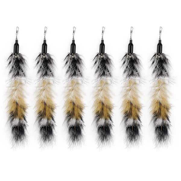 YOLUFER 6 PCS Replacement Plumes Interactive Cat Toy Refills Cat Toy Wand Replacement Teaser Refills for Cat Kitty Toys