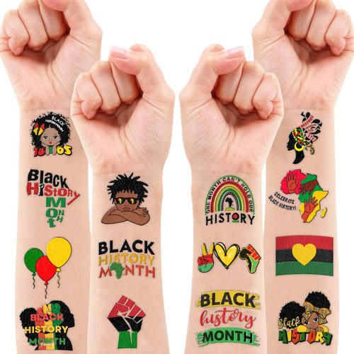 African American Temporary Tattoos - 100PCS Black History Month Sticker for Kids |Juneteenth Birthday Decorations, Afro African Themed Party Favors and Supplies | Cute Kids Boy Gifts | Ideal Prizes