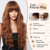 testar Auburn Wigs With Bangs Long Wavy Orange Brown Wigs For Women Auburn Red Wigs Copper Hair Wigs Heat Resistant Synthetic Wigs For Daily Use 26 IN