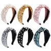 Tyfthui 6 Pcs Pearl Headbands for Women, Wide Headbands Knotted Headbands for Women, Headbands for Women Hair, Women Headbands Fashion Turban Headbands Hair Hoops Hair Accessories for Women and Girls