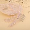 Rumtock Vintage Pink Crystal Beads Hair Comb for Women Girls Wedding Bridal Hair Accessories Jewelry Branch Hair Jewelry (Pink)
