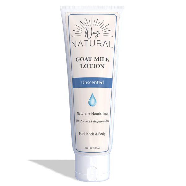 Way Natural Real Goat Milk Lotion, Unscented - Soothing, Creamy, Dry Skin Relief - Coconut & Grapeseed Oils - Goat Milk Hand Cream/Body Lotion - 8oz Tube