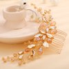 Teyglen Bridal Champagne Rhinestone Crystal Hair Comb Headband Handmade Wedding Hair Pieces for Bride Floral Headpieces Hair Accessories for Women Girls (Champagne)