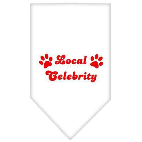 Pet and Dog Bandana Screen Printed, "Local Celebrity" White Small