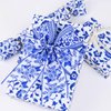30 Yards Christmas White and Blue Wired Edge Ribbon Chinoiserie Ribbon Floral Bird Ribbon Fabric Ribbons for Crafts Wedding Wreath Bow Wrapping 2.52 Inches by 5 Yards