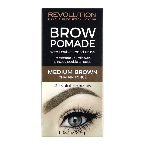 Makeup Revolution Brow Pomade, Waterproof Eyebrow Pomade, Long Lasting With Extreme Hold, Smudge-Proof, Vegan & Cruelty Fee, Medium Brown, 2.5g