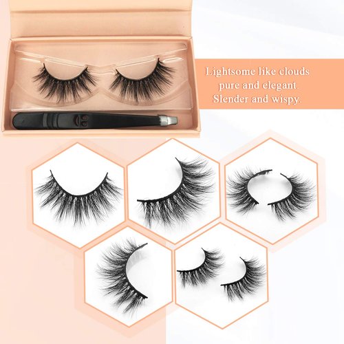 WENNALIFE Natural False Eyelashes, 15mm Eye Lashes Full Strips 3D Mink Eyelashes Natural Look Handmade Fake Eyelashes Medium Volume Wispy 3D Mink Lashes, FLORIST