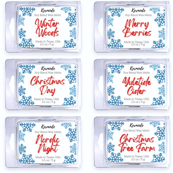 Kermode Christmas Wax Melts - 6 Amazing Winter Scents for Christmas Wax Warmer - 36 Holiday Scented Wax Cubes - Soy Wax Blend - 15 oz
