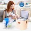 PIIOSER Breastmilk Cooler Bag with Ice Pack Fits 6 Baby Bottles Up to 9 Ounce, Insulated Baby Bottle Tote Bags, Double Layer Waterproof Leak-Proof with Shoulder Strap for Nursing & Working Mom (Cream)