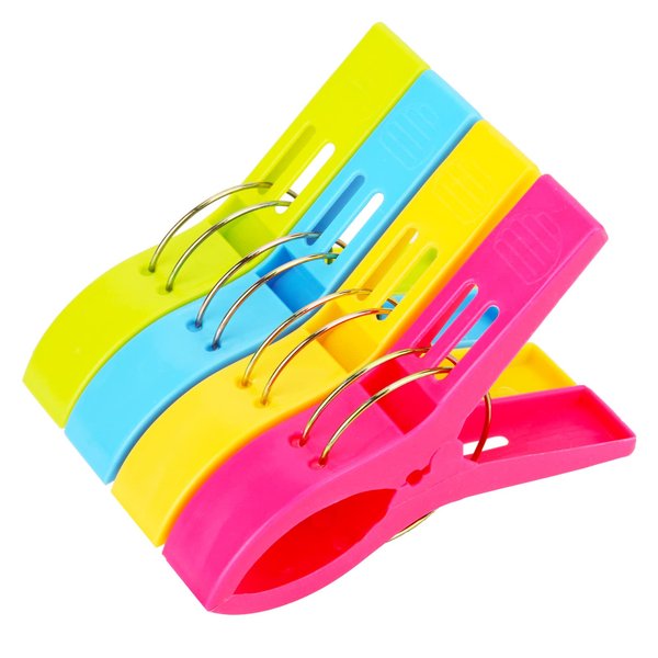 4 Pack, Beach Towel Clips, Plastic clipsr, Towel Clips for Chairs, Pool Towel Clips, Towel Clips for Beach Chair, Blankets, Pool Loungers, Cruise.