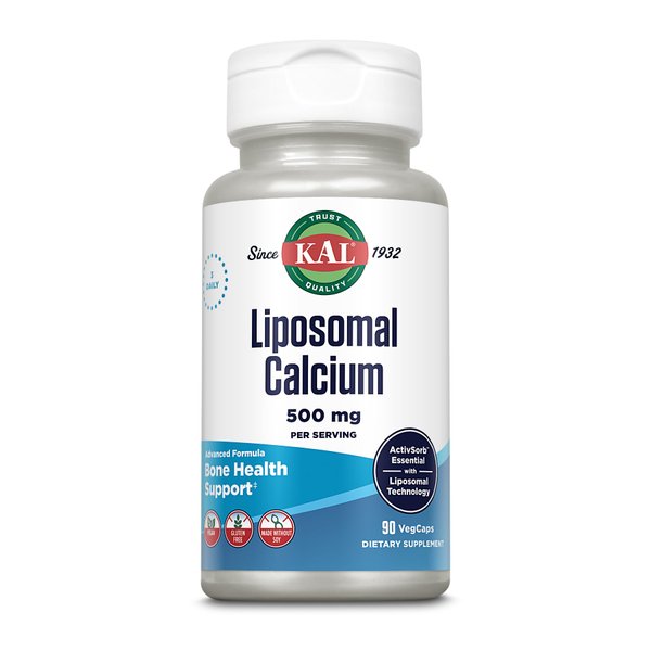 KAL Liposomal Calcium 500 mg, High Absorption Calcium Supplement, Essential Calcium Support, Vegan, Gluten Free, No Soy, 30 Servings, 90 VegCaps