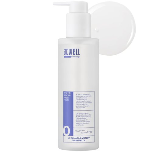ACWELL pH Balancing Watery Cleansing Oil Facial Cleanser 6.76 fl.oz. - Makeup Cleansing Water Oil for Sensitive Skin, Lightweight Watery Oil Formula, Tea Tree Leaf Extract, Gentle Blackhead Cleanser