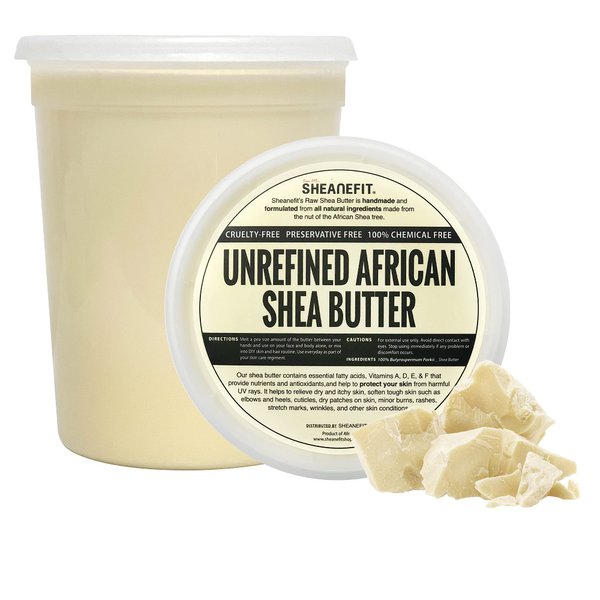Sheanefit Raw Unrefined African Shea Butter, Natural Body Butter, Soft & Smooth Daily Moisturizer For Face & Body Ivory 32oz (Pack of 1)