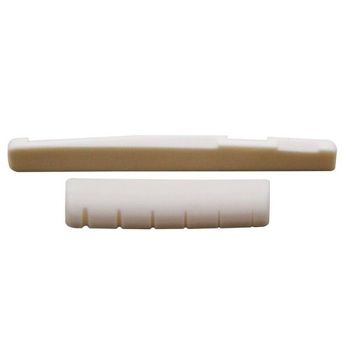 Blisstime 2 Sets 4pcs 6 String Acoustic Guitar Bone Bridge Saddle and Nut Made of Real Bone