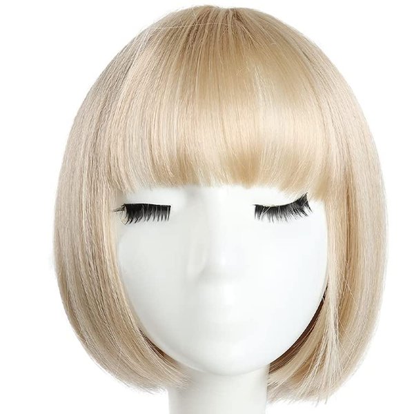 HSPCYGG Bob Wigs Short Daily Blonde Wig with Bangs 10" Straight Synthetic Halloween Costume Cosplay Wigs for Women