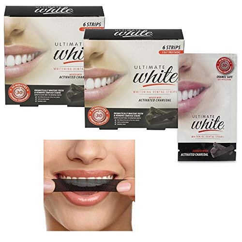Generic 12pc Activated Charcoal Teeth Whitening Strips Dental Whitener White White Strip,Black