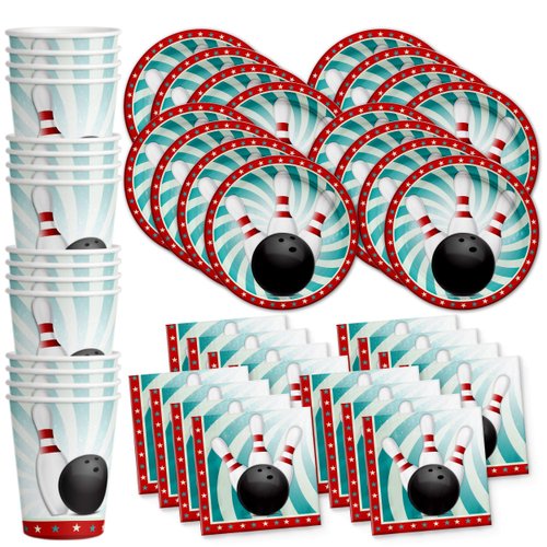 Bowling Fun Birthday Party Supplies Set Plates Napkins Cups Tableware Kit for 16