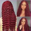 StarXiu Burgundy Deep Wave Lace Front Wigs Human Hair 13x4 Lace Frontal Curly Wigs for Women Pre Plucked with Baby Hair 180% Density 99J Curly Lace Front Wigs Human Hair 30 Inch