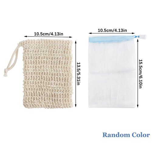 FHDUSRYO 2Pcs Soap Saver Bags, Handmade Soap Saver Bag Pouch, Exfoliating Mesh Soap Saver Bag with Drawstring, Bar Soap Pouch Bubble Sack Foaming and Drying for Washing Face, Bath, Shower