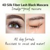Black Waterproof Mascara No Clump Volumizing Eyelash Smudge Proof Mascara Black Curved 4D Silk Fiber Brush Natural Extension Lash Mascara (Curved Fiber Brush)