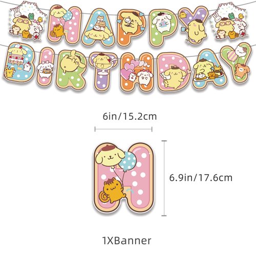 43Pcs Cartoon Dog Theme Birthday Decorations Include Birthday Backdrop-Banner-Cake Topper-24Pcs Cupcake Toppers-16Pcs Balloons for Kids Birthday Party Supplies