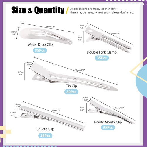 Swpeet 160Pcs Hair Clips for Silicone Resin Molds, 5 Patterns Metal Hair Barrettes Alligator Hair Clips Duck Bill Hair Clips Flat Top Single Prong Hairpins for Making Acrylic Resin Hair Clips