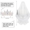 KICOSY Sliver Wedding Crowns Veils for Women, Bride Wedding Tiara Adult White Veils Bridal Headband Hair Accessories, Princess Decorations for Girls Crystal Crown for Bachelorette Bridal Party