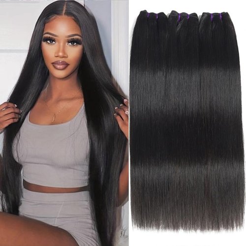 Vanlov Human Hair Bundles Straight Hair Bundles 18 18 18 Inch Indian Virgin Remy Human Hair Natural Wave 3 Bundles Raw Hair Extensions Double Weft Natural Color