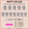 24Pcs Blush Chrome Short Square Press on Nails, Glossy Rouge False Nails Gel Glue on Nails with Mirror Metal Design, Sparkly Metallic Manicure Art Acrylic Fake Nails Stick on Nails for Women Girls